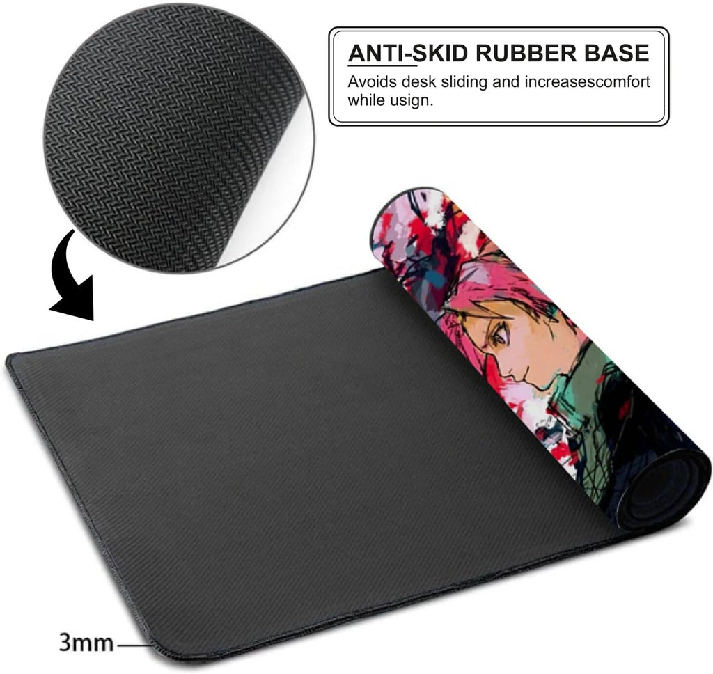 Black Minimalist Contour Line Gaming Mouse Pad, Large Desk Mat 58.5 x 28 cm, Extended Washable Mousepad, Desk Pad, 2mm Thick Non-Slip Rubber Base, Stitched Edges, Smooth Surface (Black/White)