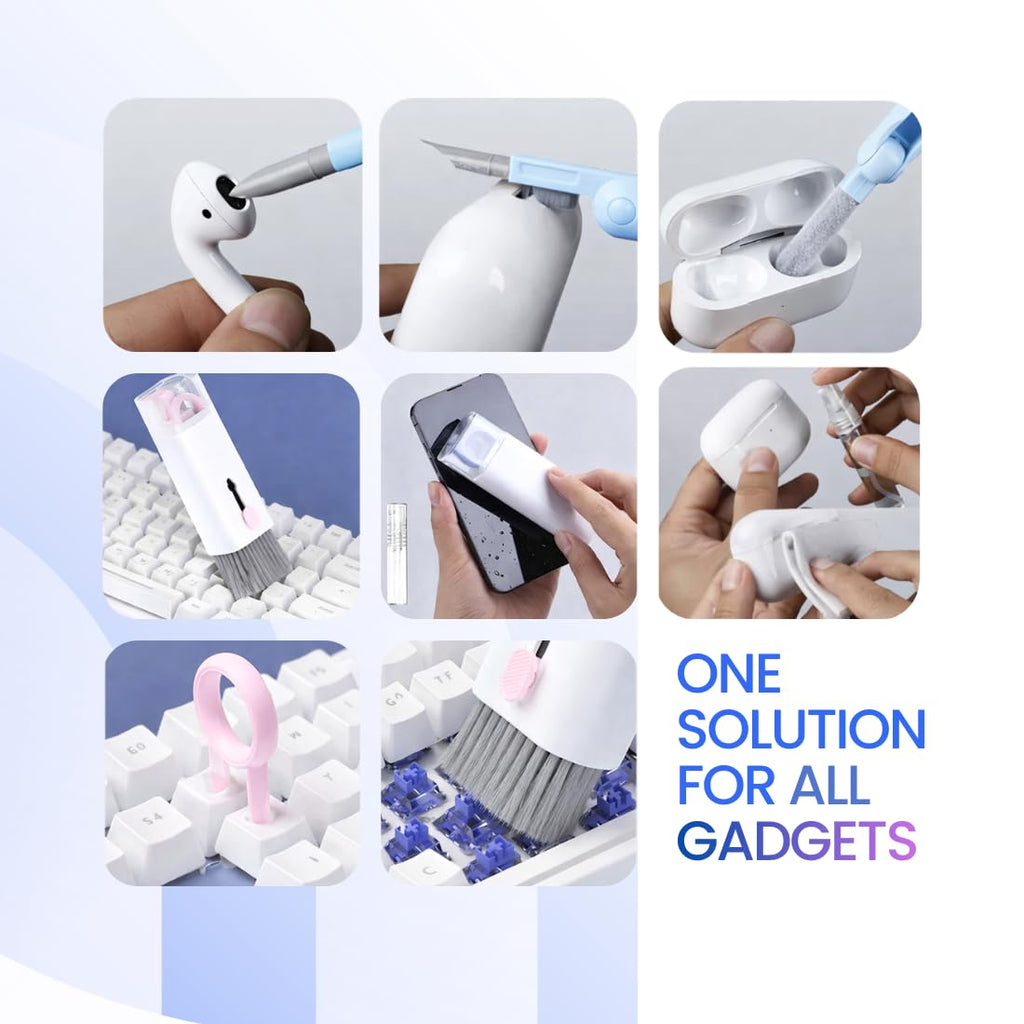 QUICLEAN Laptop Cleaner Kit -250ml with 7-in-1 Gadget Cleaning Machine & 350gsm Cloth for All Screen Cleaning | Machine Cleans,Mobile, Laptop, Keyboard, Earbuds & Lens |Cleaner Cloth for Large Screen