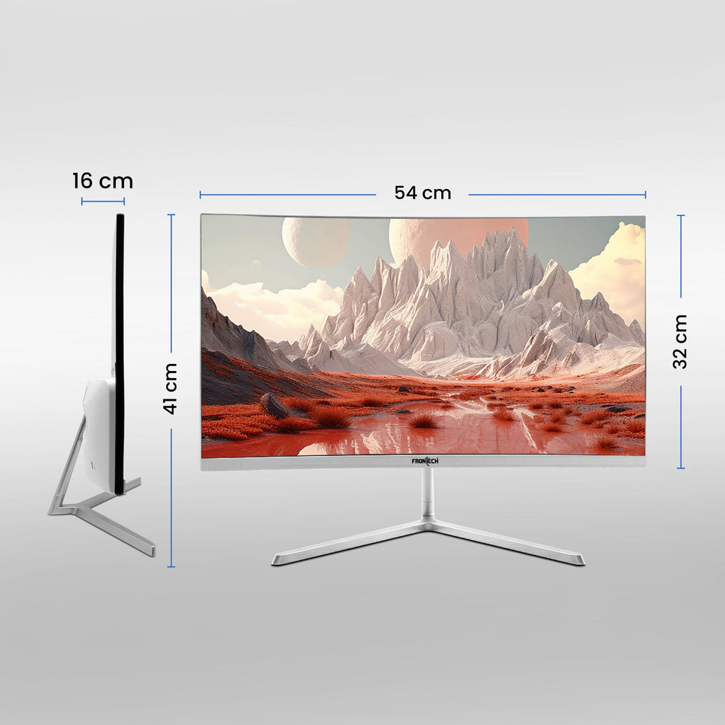 FRONTECH (54.61cm, LED, FHD 1920x1080,100Hz, White, 3500R Curved, Bezel Less Design, HDMI & VGA Ports Monitor (MON-0079C)