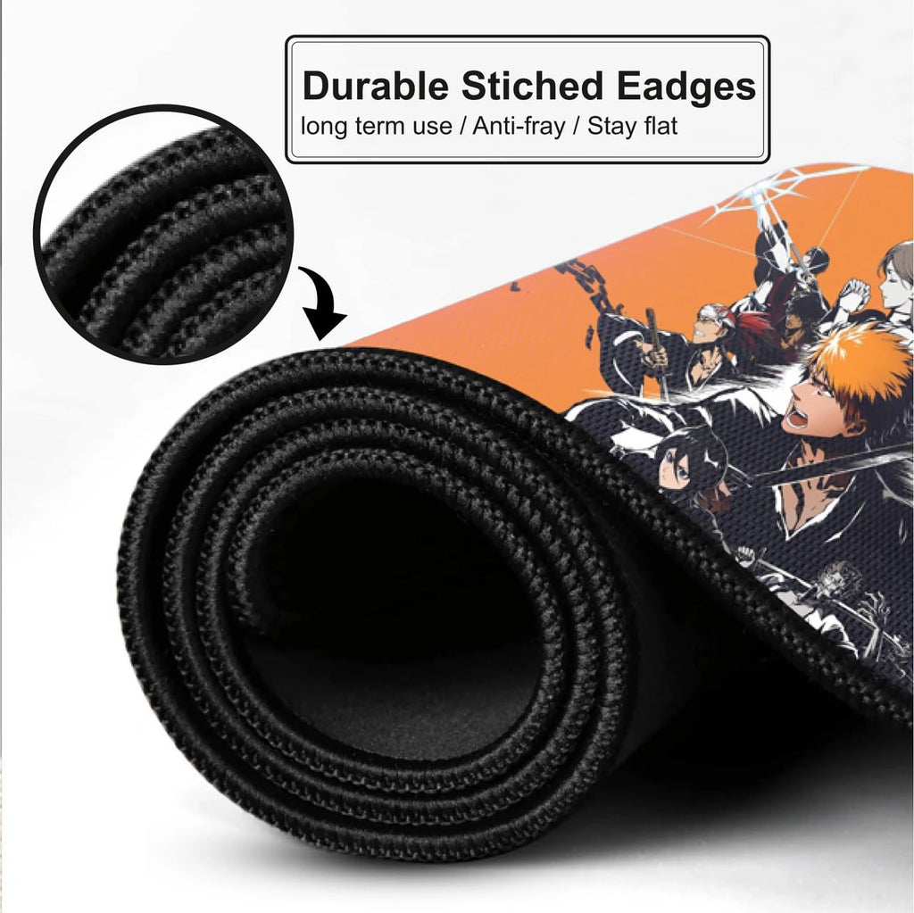 Black Minimalist Contour Line Gaming Mouse Pad, Large Desk Mat 58.5 x 28 cm, Extended Washable Mousepad, Desk Pad, 2mm Thick Non-Slip Rubber Base, Stitched Edges, Smooth Surface (Black/White)