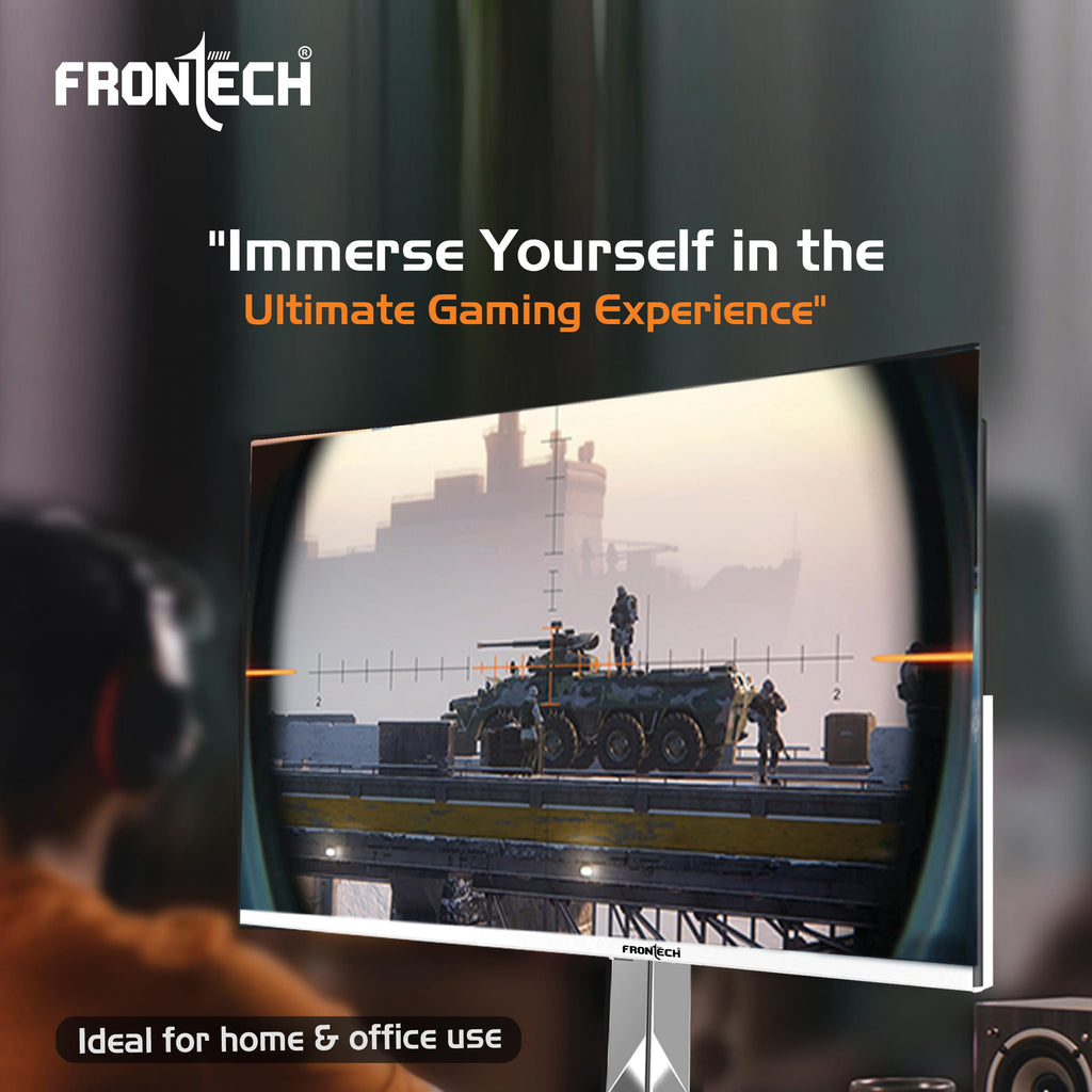 FRONTECH (54.61cm, LED, FHD 1920x1080,100Hz, White, 3500R Curved, Bezel Less Design, HDMI & VGA Ports Monitor (MON-0079C)