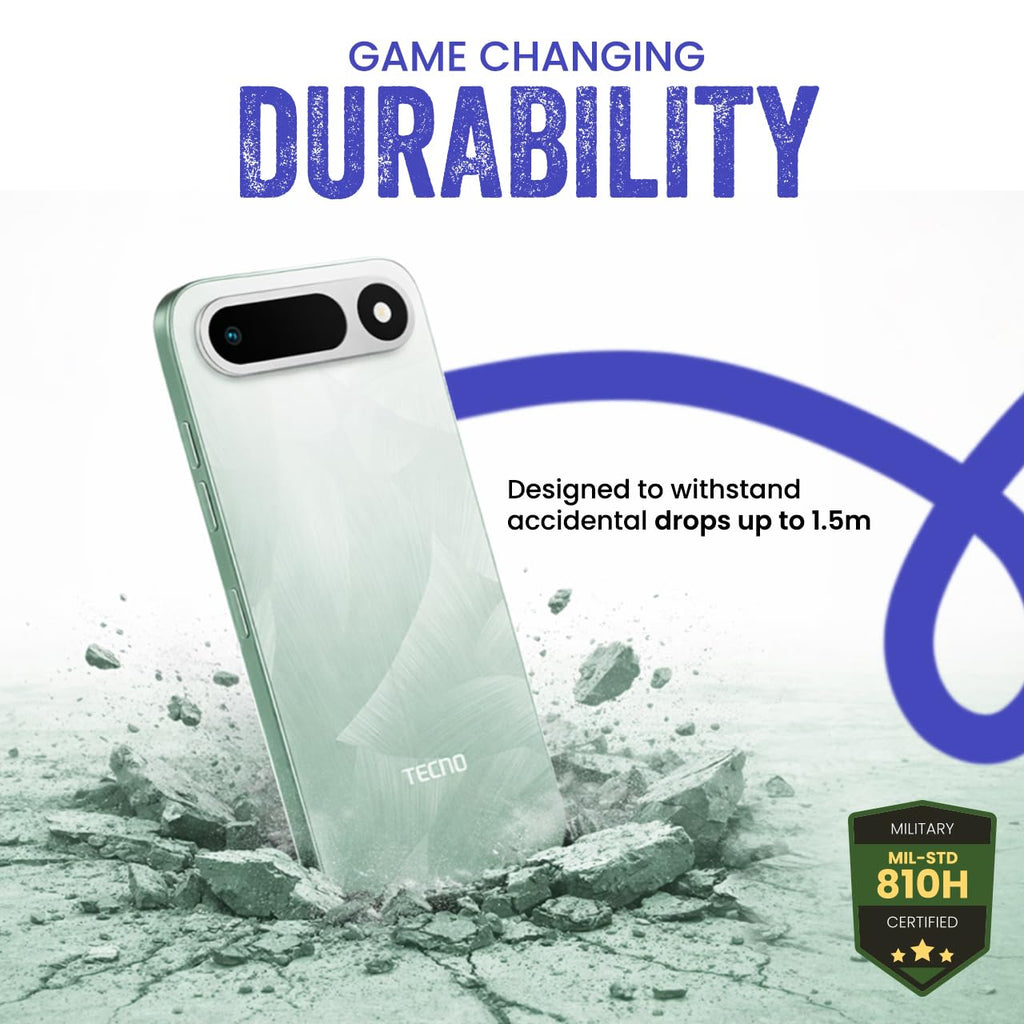 Tecno POP X 5G (Ripple Green, 6GB+128GB) | 6500mAh+45W Fast Charger | IP64 Pro | MIL-STD 810H Protection | Upto 18GB* RAM | Fastest 8X Network Speed* with URSP | 120Hz Smooth Display | 50MP Camera