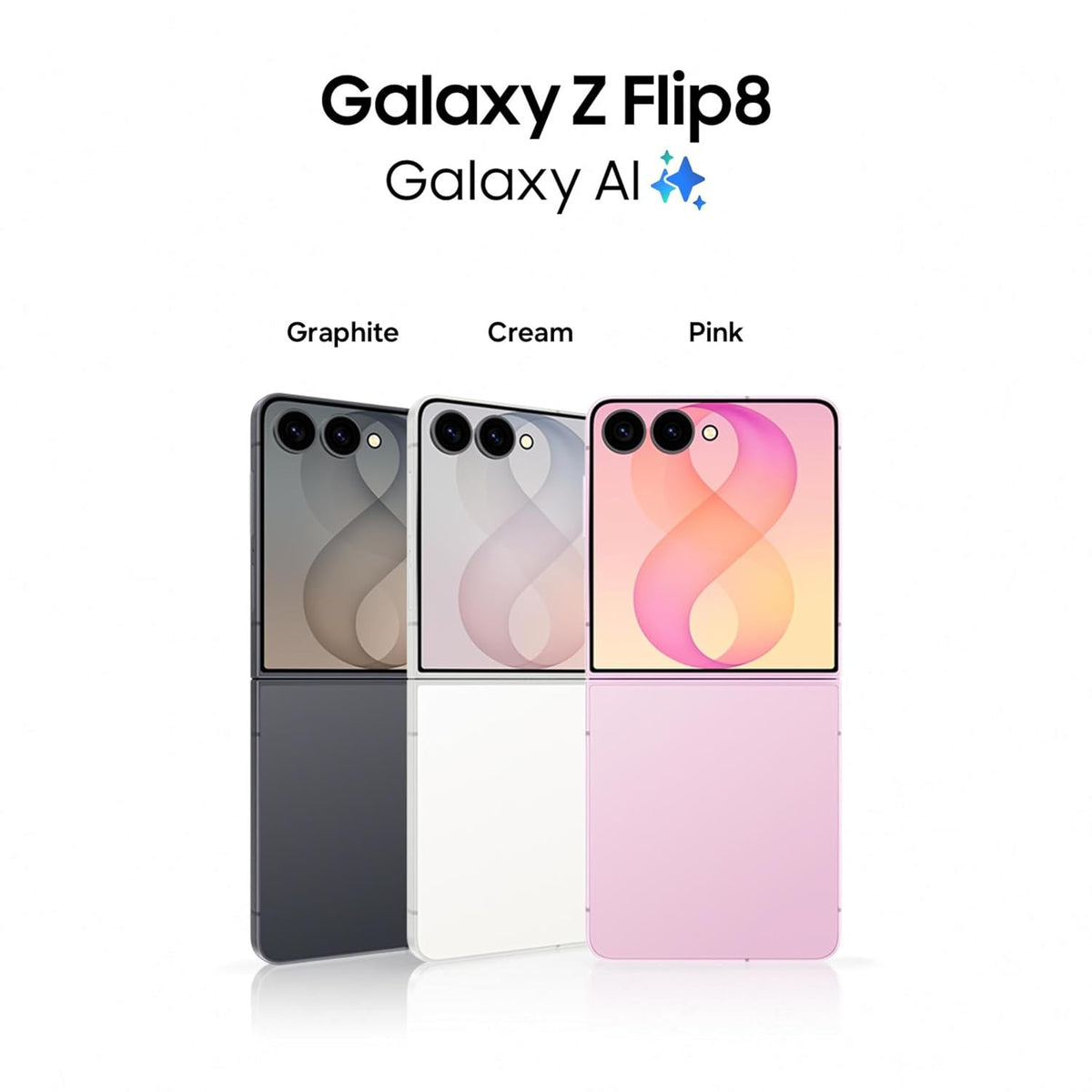Samsung Galaxy Z Flip8 5G Smartphone with Galaxy AI (Graphite, 12GB RAM, 512GB Storage), Hands Free Selfie Camera, Customizable FlexWindow, 4300mAh Battery, Now Brief, Photo Assist
