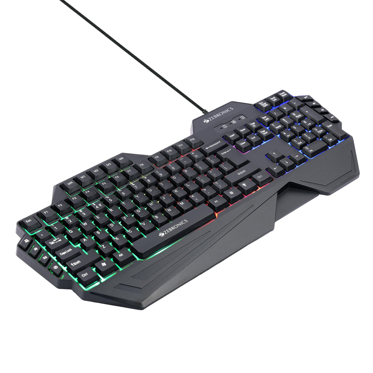 ZEBRONICS Optimus Gaming Keyboard & Mouse Combo, Braided Cable, Gold Plated USB, Upto 3600 DPI, 6 Buttons, High Resolution Sensor, Multicolor LED, Dedicated Macro Keys, 117 Keys (White)
