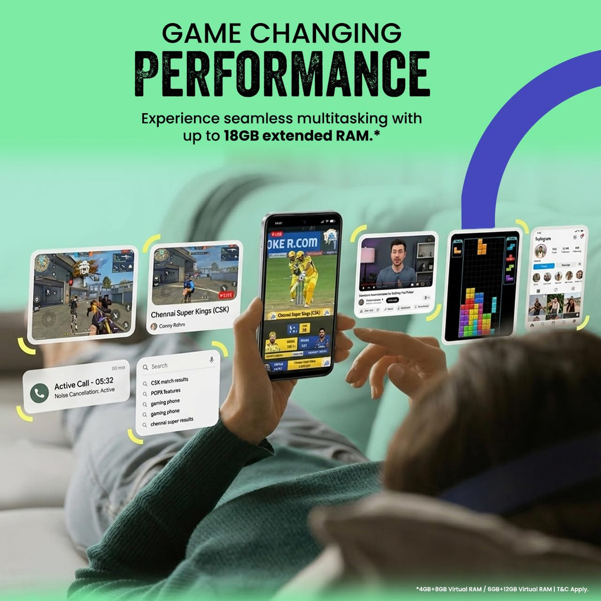 Tecno POP X 5G (Ripple Green, 6GB+128GB) | 6500mAh+45W Fast Charger | IP64 Pro | MIL-STD 810H Protection | Upto 18GB* RAM | Fastest 8X Network Speed* with URSP | 120Hz Smooth Display | 50MP Camera