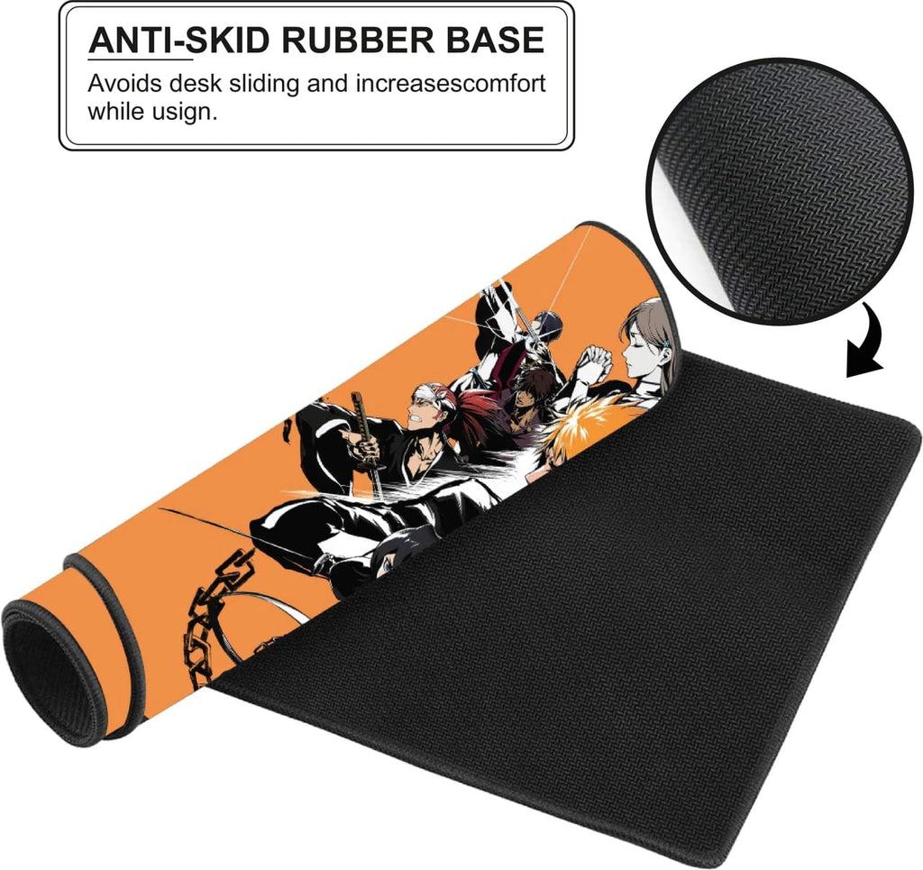 Black Minimalist Contour Line Gaming Mouse Pad, Large Desk Mat 58.5 x 28 cm, Extended Washable Mousepad, Desk Pad, 2mm Thick Non-Slip Rubber Base, Stitched Edges, Smooth Surface (Black/White)