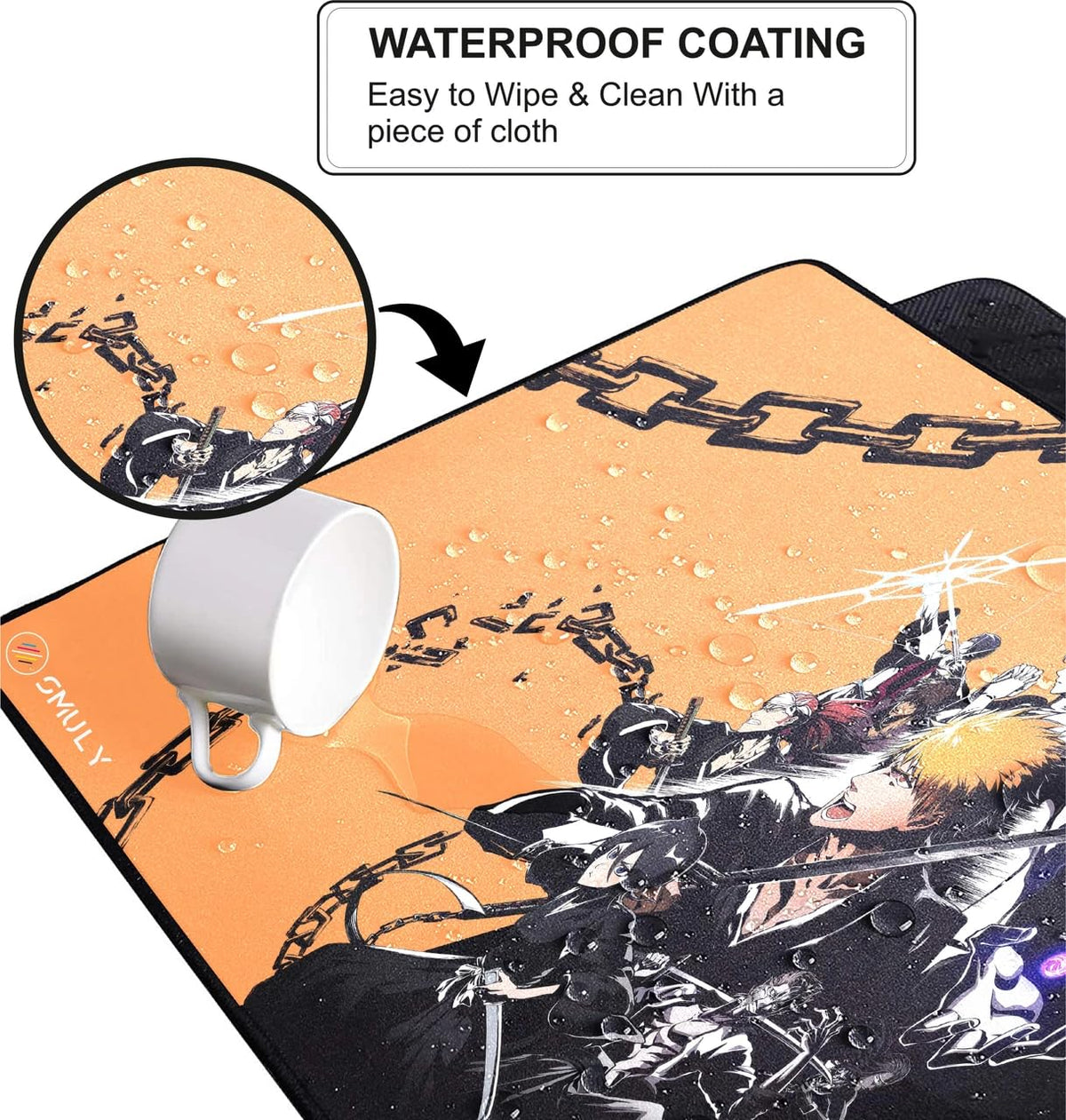 Black Minimalist Contour Line Gaming Mouse Pad, Large Desk Mat 58.5 x 28 cm, Extended Washable Mousepad, Desk Pad, 2mm Thick Non-Slip Rubber Base, Stitched Edges, Smooth Surface (Black/White)