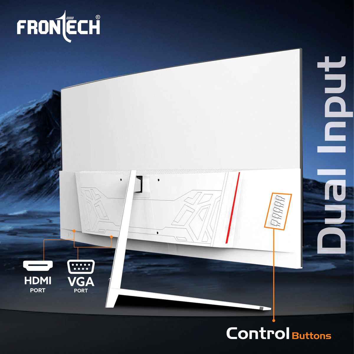 FRONTECH (54.61cm, LED, FHD 1920x1080,100Hz, White, 3500R Curved, Bezel Less Design, HDMI & VGA Ports Monitor (MON-0079C)