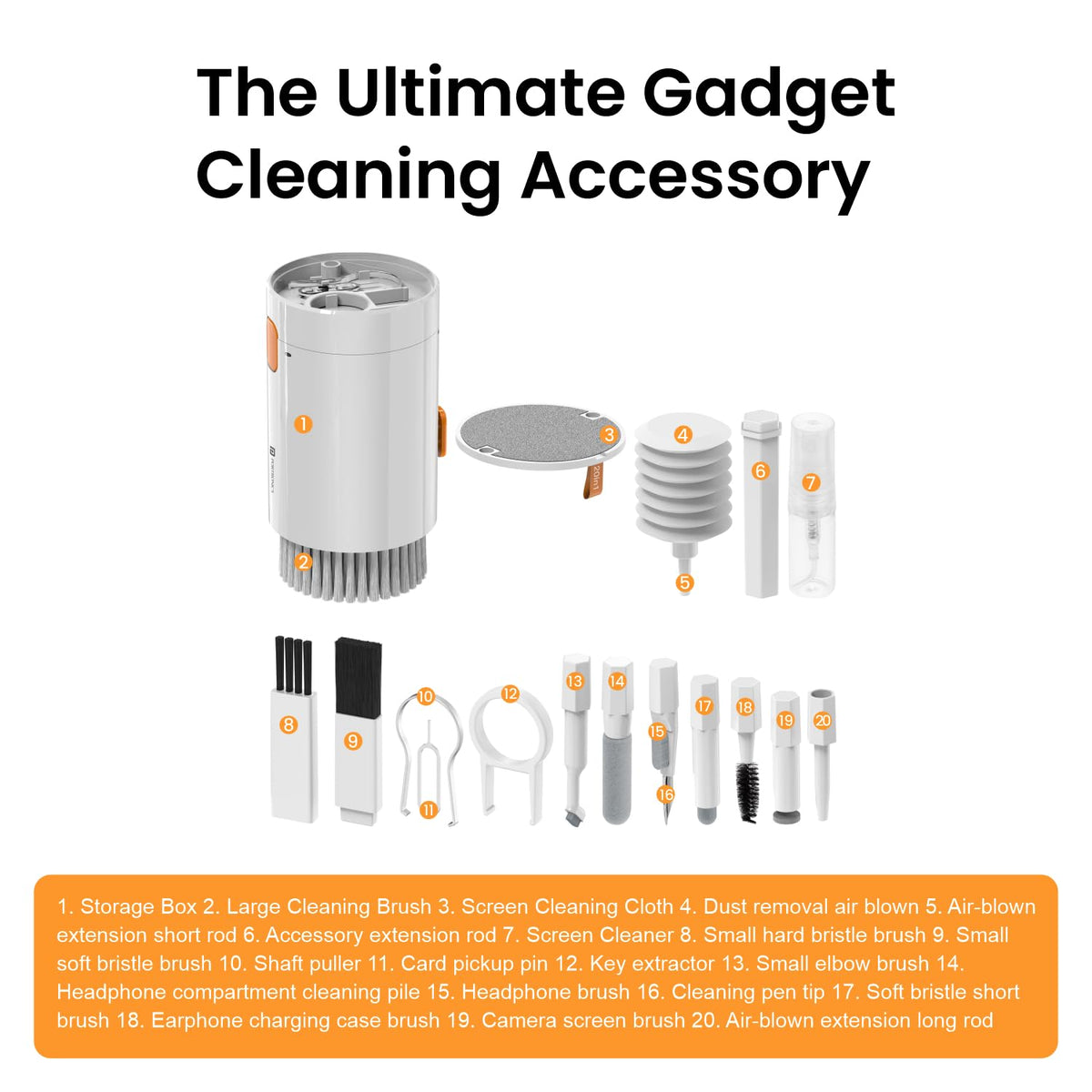 Portronics Clean G 20 in 1 Multipurpose Device Cleaner Cleaning Kit for Laptops, Smartphones, Keyboards, Desktop & Earphones(White)