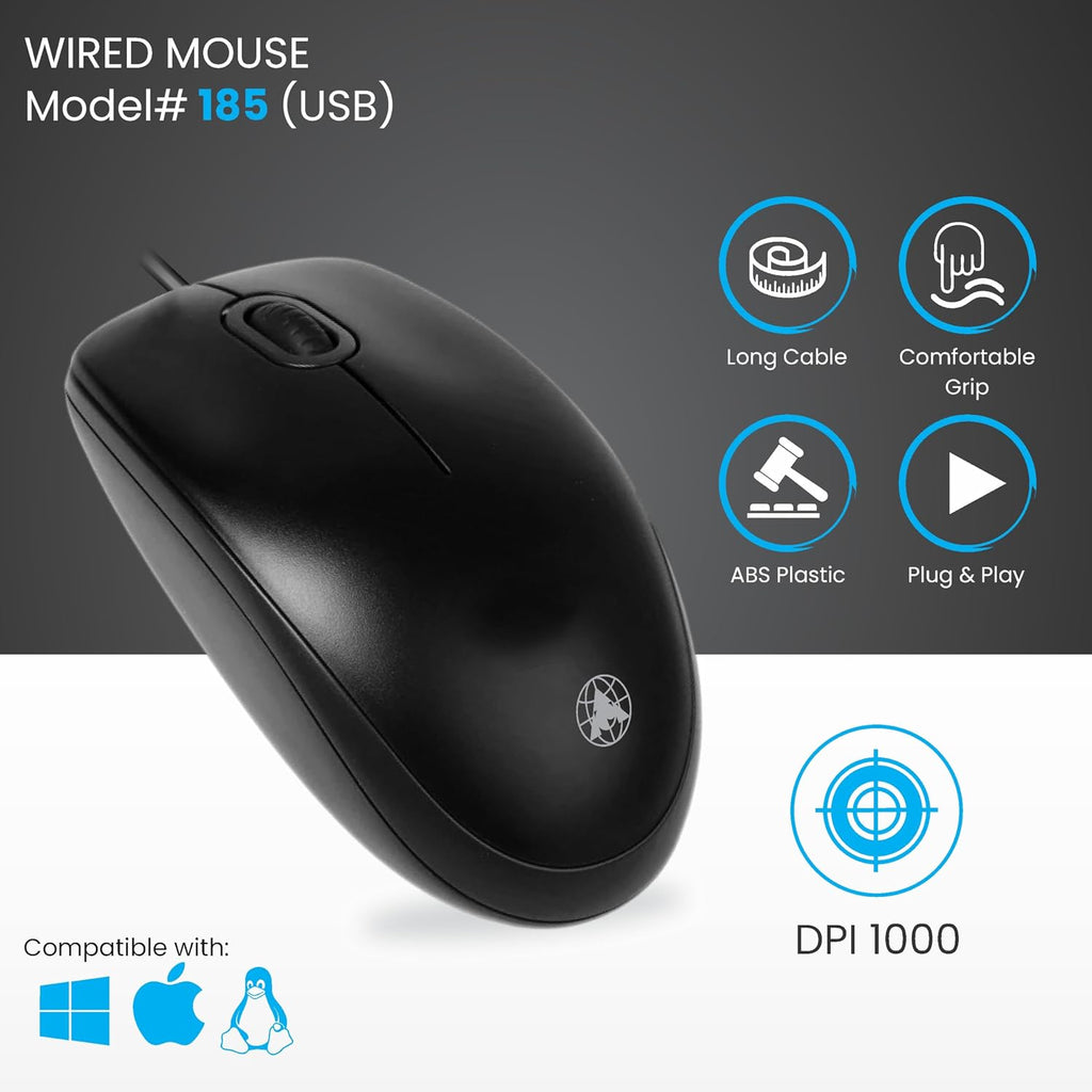 Prodot 5-in-1 Wired Combo Pack | Wired Keyboard + Comfy Optical Mouse + 4 in1 Port USB Hub + Type C OTG + Anti-Slip Mouse Pad | for Laptop/Desktop/Windows