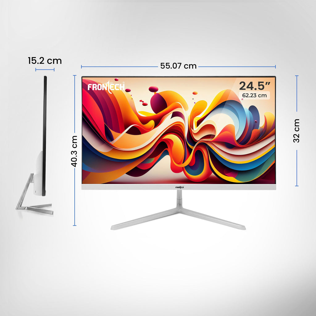 FRONTECH (54.61cm, LED, FHD 1920x1080,100Hz, White, 3500R Curved, Bezel Less Design, HDMI & VGA Ports Monitor (MON-0079C)
