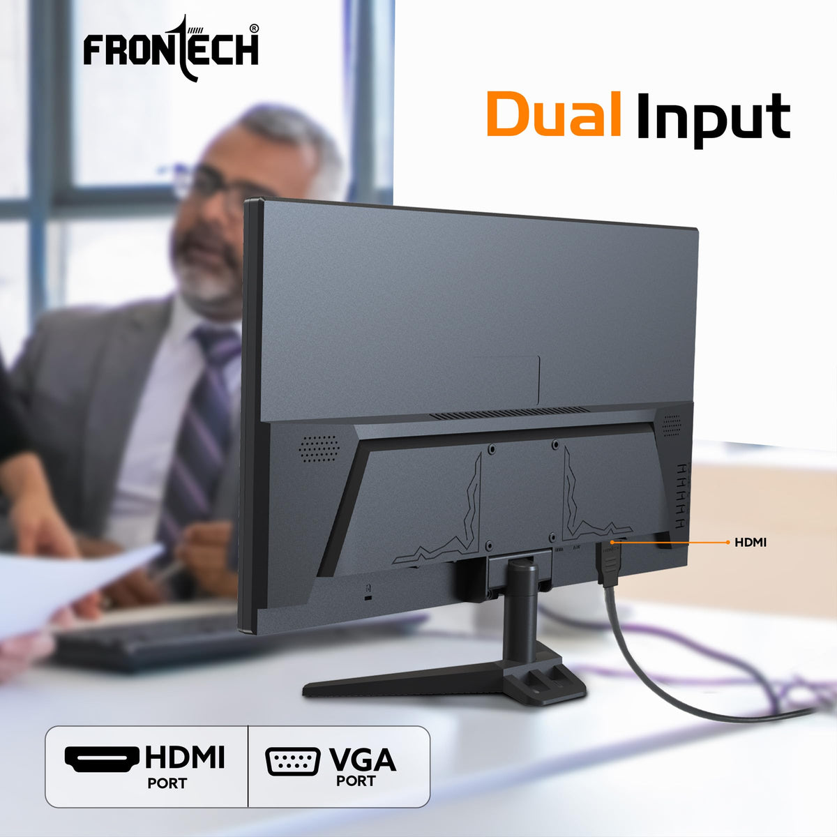 FRONTECH (54.61cm, LED, FHD 1920x1080,100Hz, White, 3500R Curved, Bezel Less Design, HDMI & VGA Ports Monitor (MON-0079C)