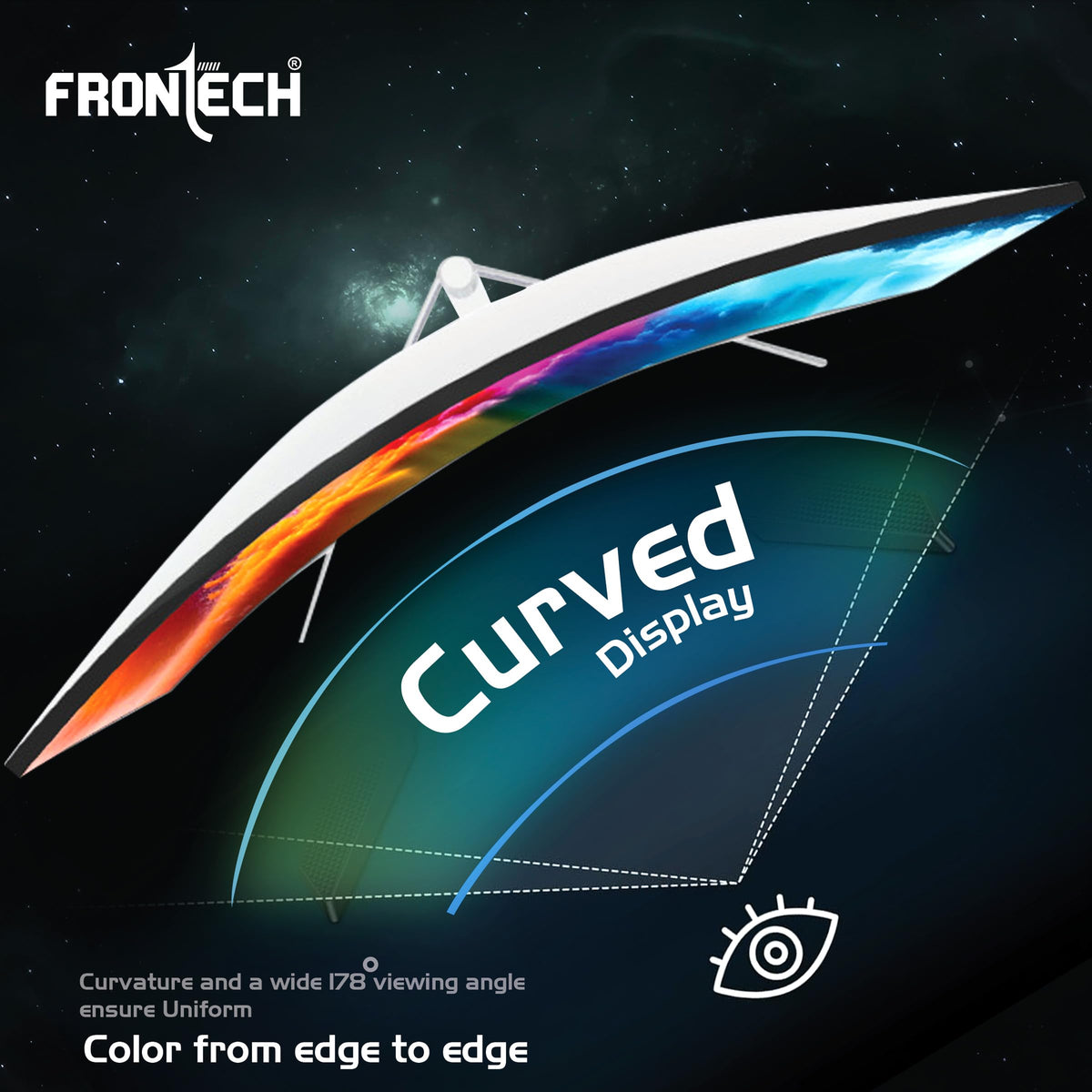 FRONTECH (54.61cm, LED, FHD 1920x1080,100Hz, White, 3500R Curved, Bezel Less Design, HDMI & VGA Ports Monitor (MON-0079C)