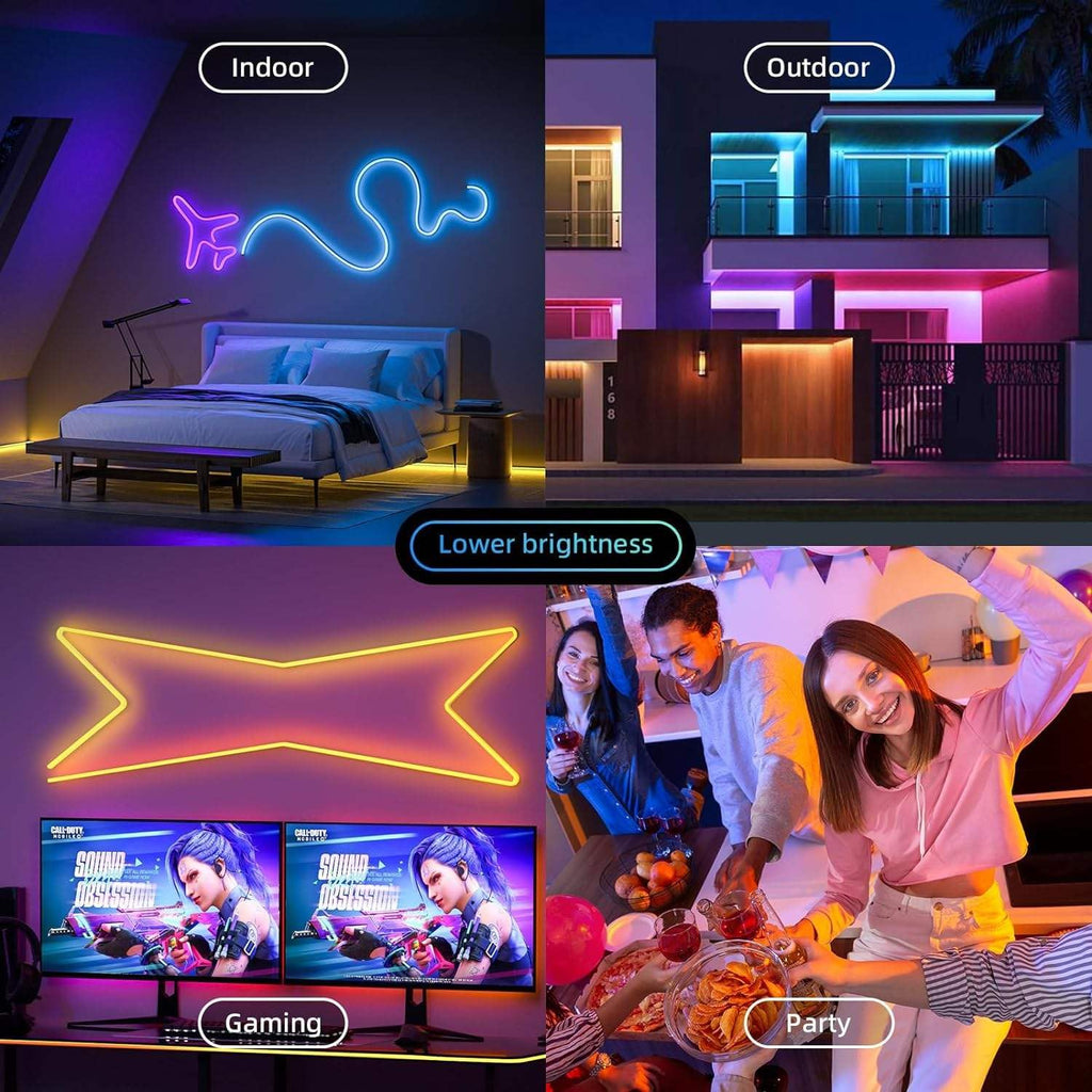 MoonlitDreams 2M Neon LED Strip Light 240 LEDs (120 LED/M) – 10mm Thick, 2X Bright, Direct Plug 220V No Adapter, Waterproof Flexible Rope Light for Home, Bedroom, Room Decor, DIY & Party (Warm White)