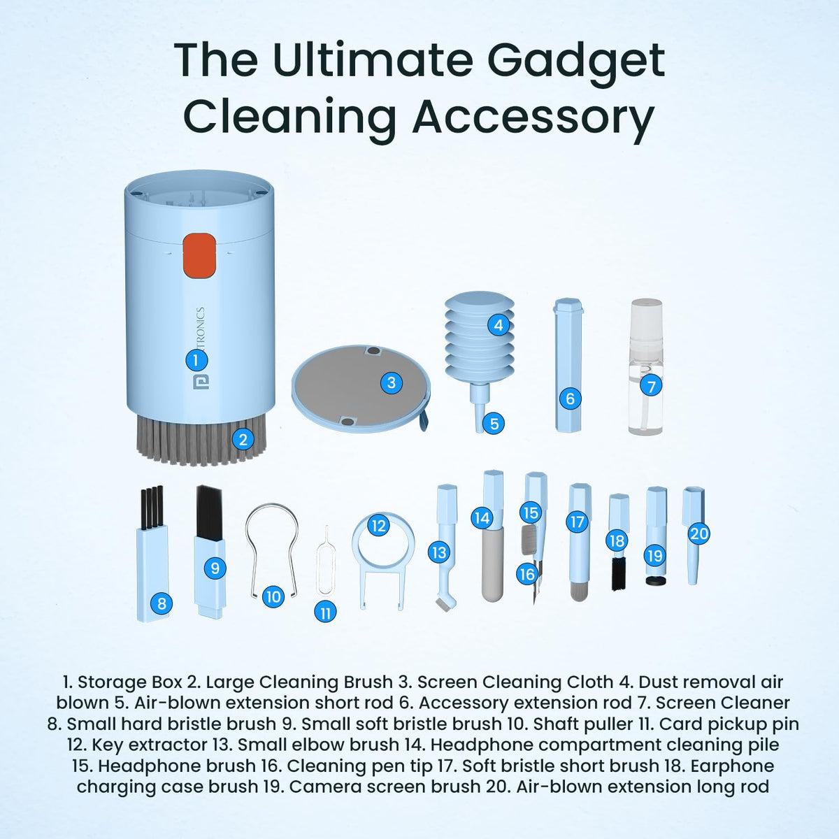 Portronics Clean G 20 in 1 Multipurpose Device Cleaner Cleaning Kit for Laptops, Smartphones, Keyboards, Desktop & Earphones(White)