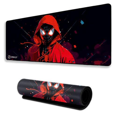 Black Minimalist Contour Line Gaming Mouse Pad, Large Desk Mat 58.5 x 28 cm, Extended Washable Mousepad, Desk Pad, 2mm Thick Non-Slip Rubber Base, Stitched Edges, Smooth Surface (Black/White)