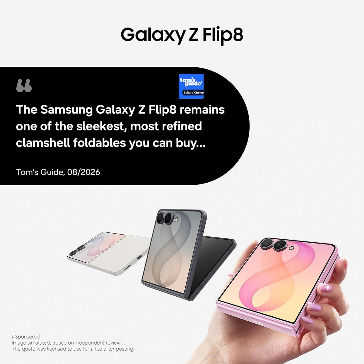 Samsung Galaxy Z Flip8 5G Smartphone with Galaxy AI (Graphite, 12GB RAM, 512GB Storage), Hands Free Selfie Camera, Customizable FlexWindow, 4300mAh Battery, Now Brief, Photo Assist