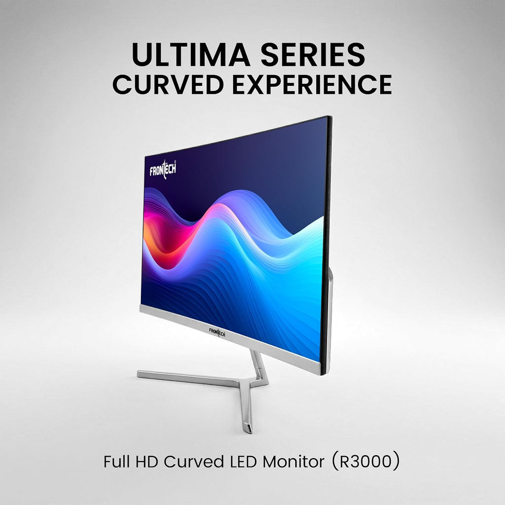 FRONTECH (54.61cm, LED, FHD 1920x1080,100Hz, White, 3500R Curved, Bezel Less Design, HDMI & VGA Ports Monitor (MON-0079C)