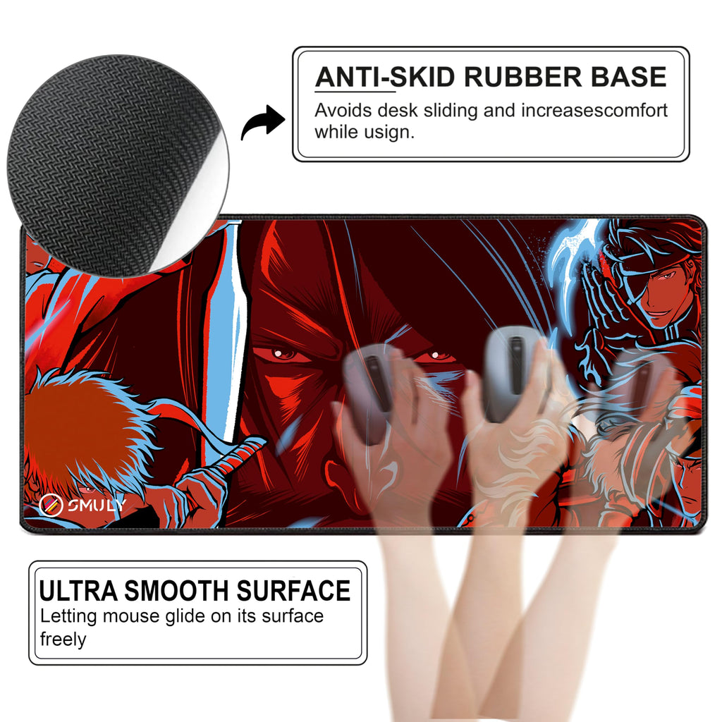 Black Minimalist Contour Line Gaming Mouse Pad, Large Desk Mat 58.5 x 28 cm, Extended Washable Mousepad, Desk Pad, 2mm Thick Non-Slip Rubber Base, Stitched Edges, Smooth Surface (Black/White)