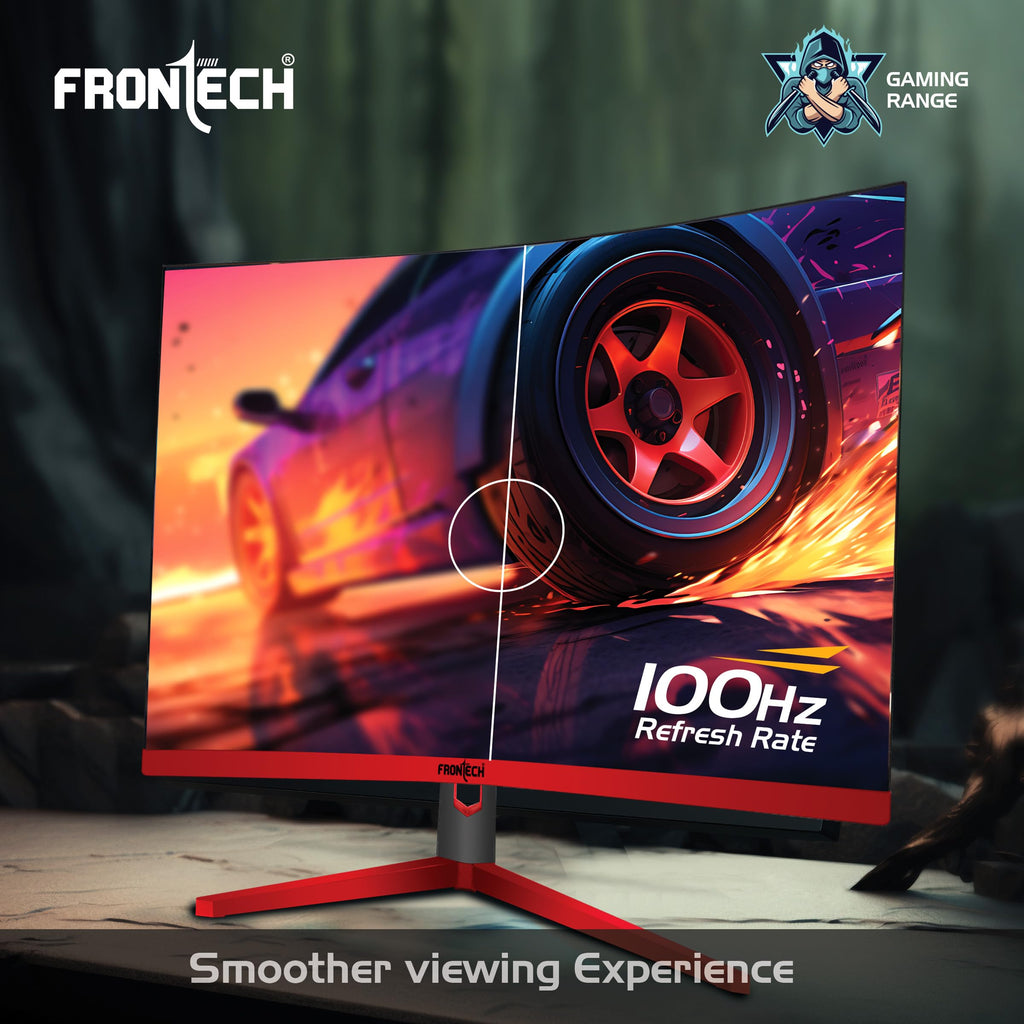 FRONTECH (54.61cm, LED, FHD 1920x1080,100Hz, White, 3500R Curved, Bezel Less Design, HDMI & VGA Ports Monitor (MON-0079C)