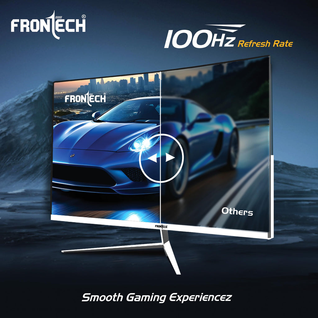 FRONTECH (54.61cm, LED, FHD 1920x1080,100Hz, White, 3500R Curved, Bezel Less Design, HDMI & VGA Ports Monitor (MON-0079C)