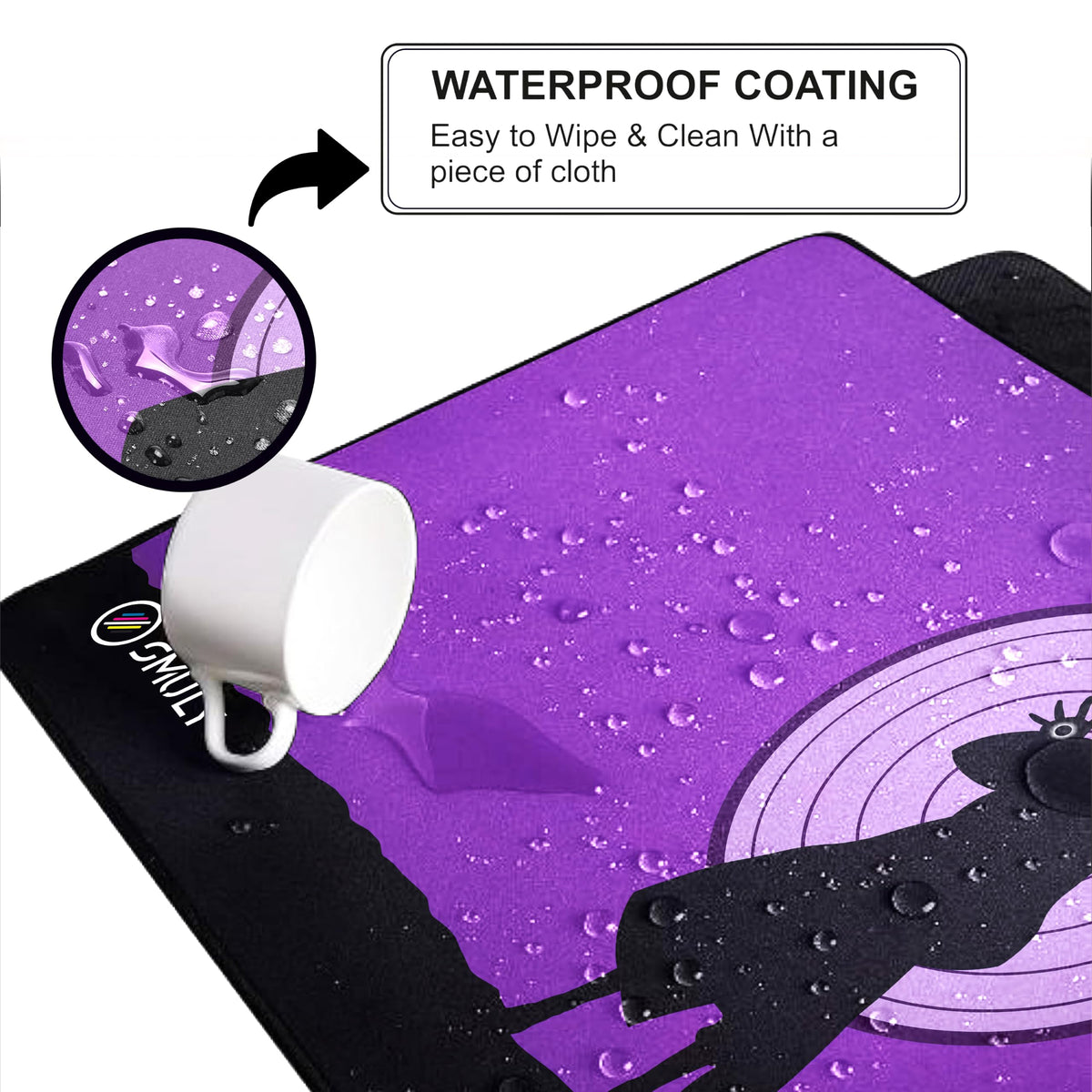 Black Minimalist Contour Line Gaming Mouse Pad, Large Desk Mat 58.5 x 28 cm, Extended Washable Mousepad, Desk Pad, 2mm Thick Non-Slip Rubber Base, Stitched Edges, Smooth Surface (Black/White)