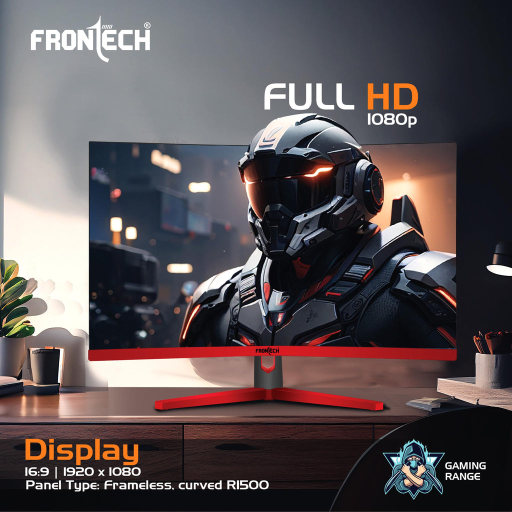 FRONTECH (54.61cm, LED, FHD 1920x1080,100Hz, White, 3500R Curved, Bezel Less Design, HDMI & VGA Ports Monitor (MON-0079C)