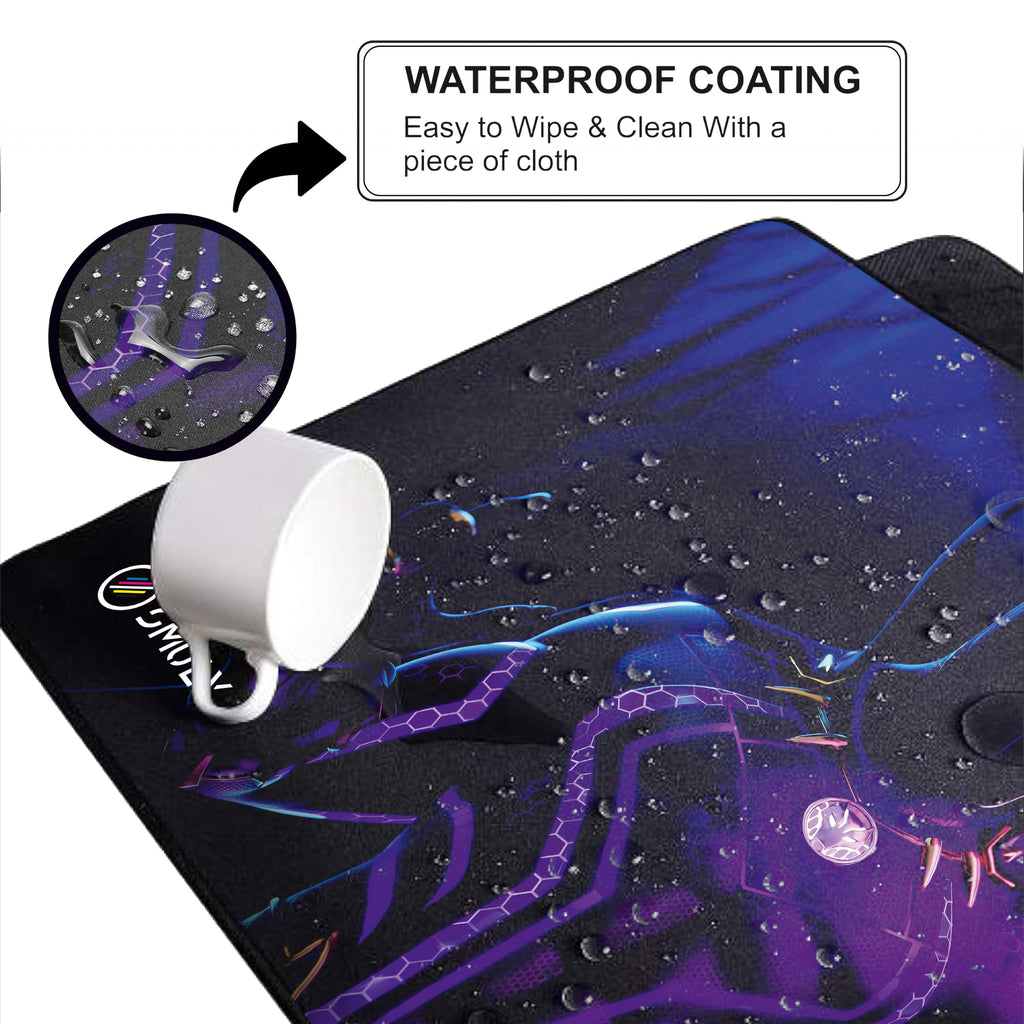 Black Minimalist Contour Line Gaming Mouse Pad, Large Desk Mat 58.5 x 28 cm, Extended Washable Mousepad, Desk Pad, 2mm Thick Non-Slip Rubber Base, Stitched Edges, Smooth Surface (Black/White)