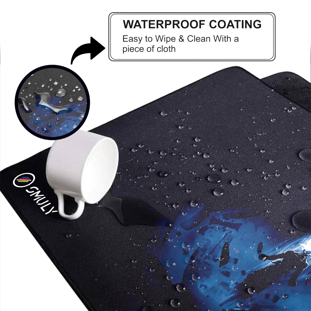 Black Minimalist Contour Line Gaming Mouse Pad, Large Desk Mat 58.5 x 28 cm, Extended Washable Mousepad, Desk Pad, 2mm Thick Non-Slip Rubber Base, Stitched Edges, Smooth Surface (Black/White)