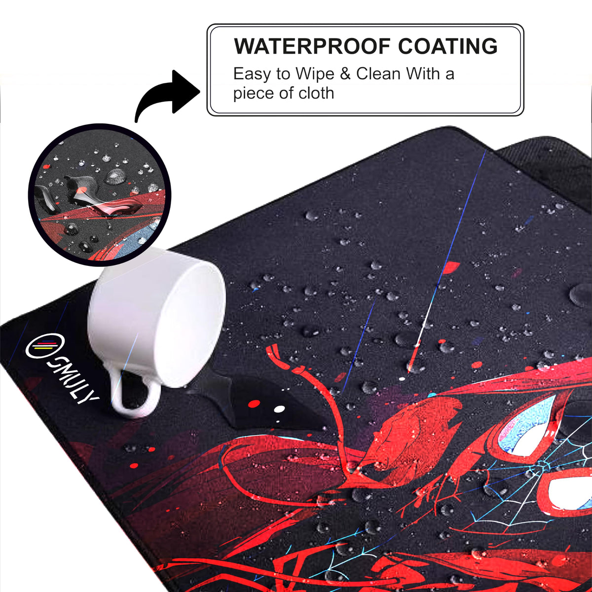 Black Minimalist Contour Line Gaming Mouse Pad, Large Desk Mat 58.5 x 28 cm, Extended Washable Mousepad, Desk Pad, 2mm Thick Non-Slip Rubber Base, Stitched Edges, Smooth Surface (Black/White)