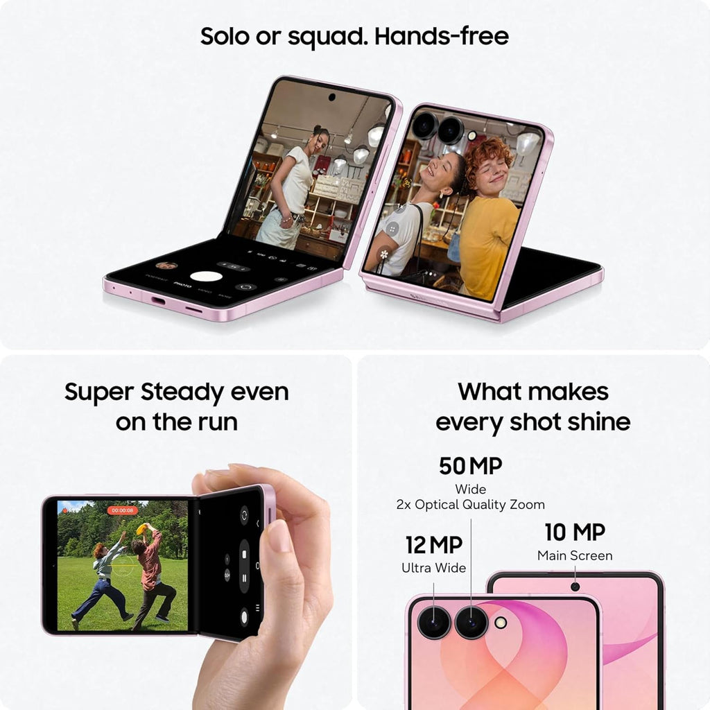 Samsung Galaxy Z Flip8 5G Smartphone with Galaxy AI (Graphite, 12GB RAM, 512GB Storage), Hands Free Selfie Camera, Customizable FlexWindow, 4300mAh Battery, Now Brief, Photo Assist