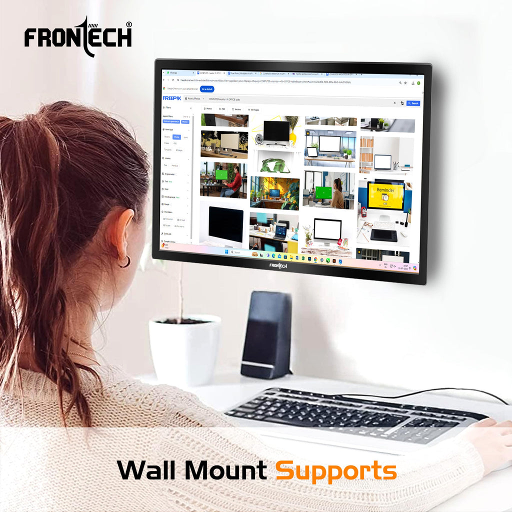 FRONTECH (54.61cm, LED, FHD 1920x1080,100Hz, White, 3500R Curved, Bezel Less Design, HDMI & VGA Ports Monitor (MON-0079C)