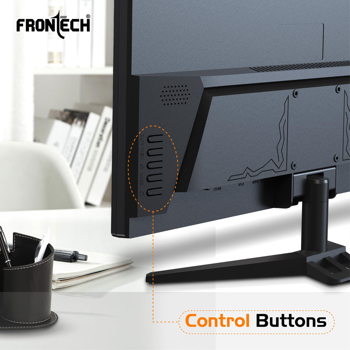 FRONTECH (54.61cm, LED, FHD 1920x1080,100Hz, White, 3500R Curved, Bezel Less Design, HDMI & VGA Ports Monitor (MON-0079C)