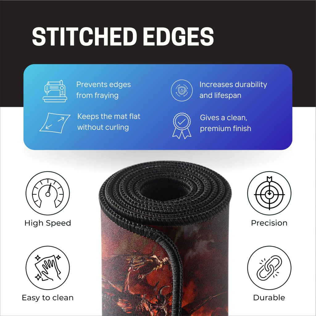 Black Minimalist Contour Line Gaming Mouse Pad, Large Desk Mat 58.5 x 28 cm, Extended Washable Mousepad, Desk Pad, 2mm Thick Non-Slip Rubber Base, Stitched Edges, Smooth Surface (Black/White)