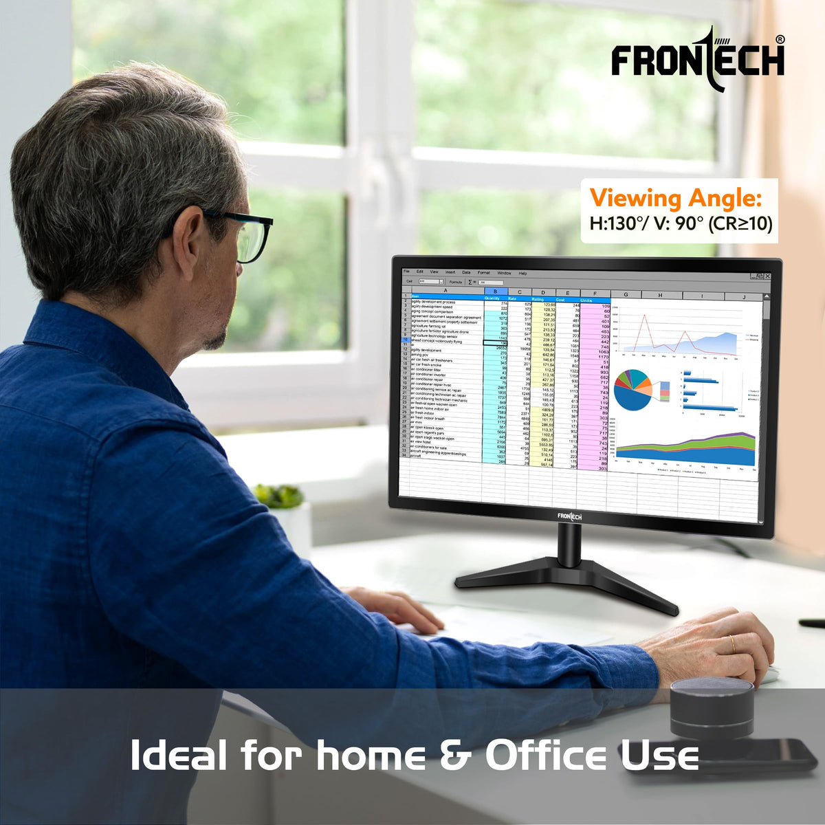 FRONTECH (54.61cm, LED, FHD 1920x1080,100Hz, White, 3500R Curved, Bezel Less Design, HDMI & VGA Ports Monitor (MON-0079C)