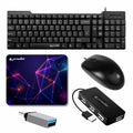 Prodot 5-in-1 Wired Combo Pack | Wired Keyboard + Comfy Optical Mouse + 4 in1 Port USB Hub + Type C OTG + Anti-Slip Mouse Pad | for Laptop/Desktop/Windows