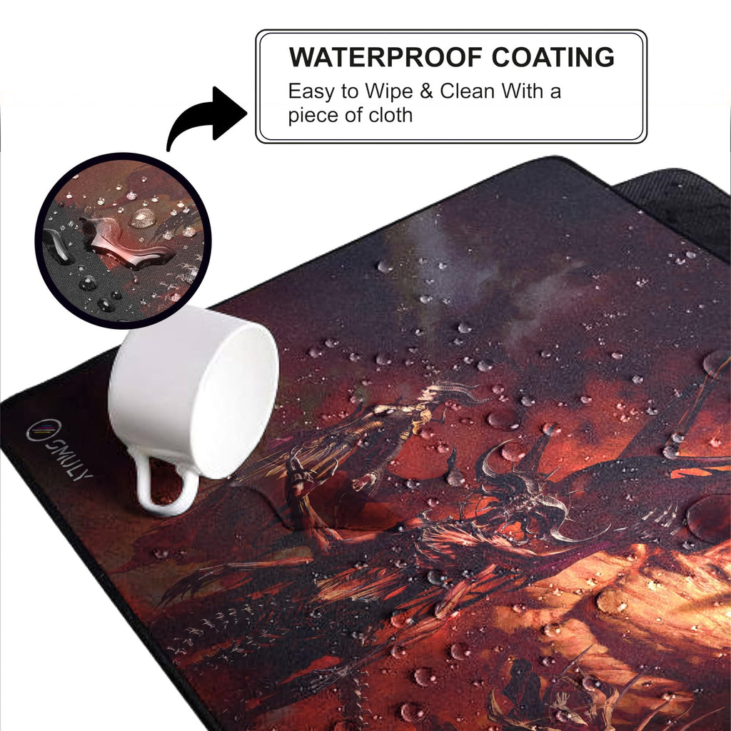 Black Minimalist Contour Line Gaming Mouse Pad, Large Desk Mat 58.5 x 28 cm, Extended Washable Mousepad, Desk Pad, 2mm Thick Non-Slip Rubber Base, Stitched Edges, Smooth Surface (Black/White)