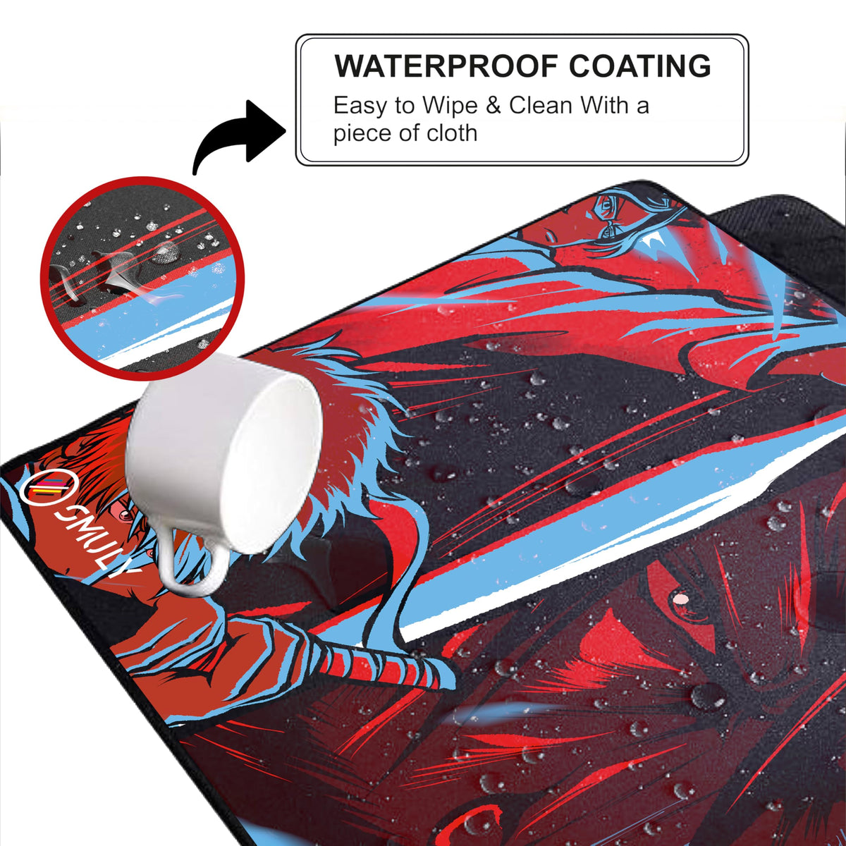 Black Minimalist Contour Line Gaming Mouse Pad, Large Desk Mat 58.5 x 28 cm, Extended Washable Mousepad, Desk Pad, 2mm Thick Non-Slip Rubber Base, Stitched Edges, Smooth Surface (Black/White)
