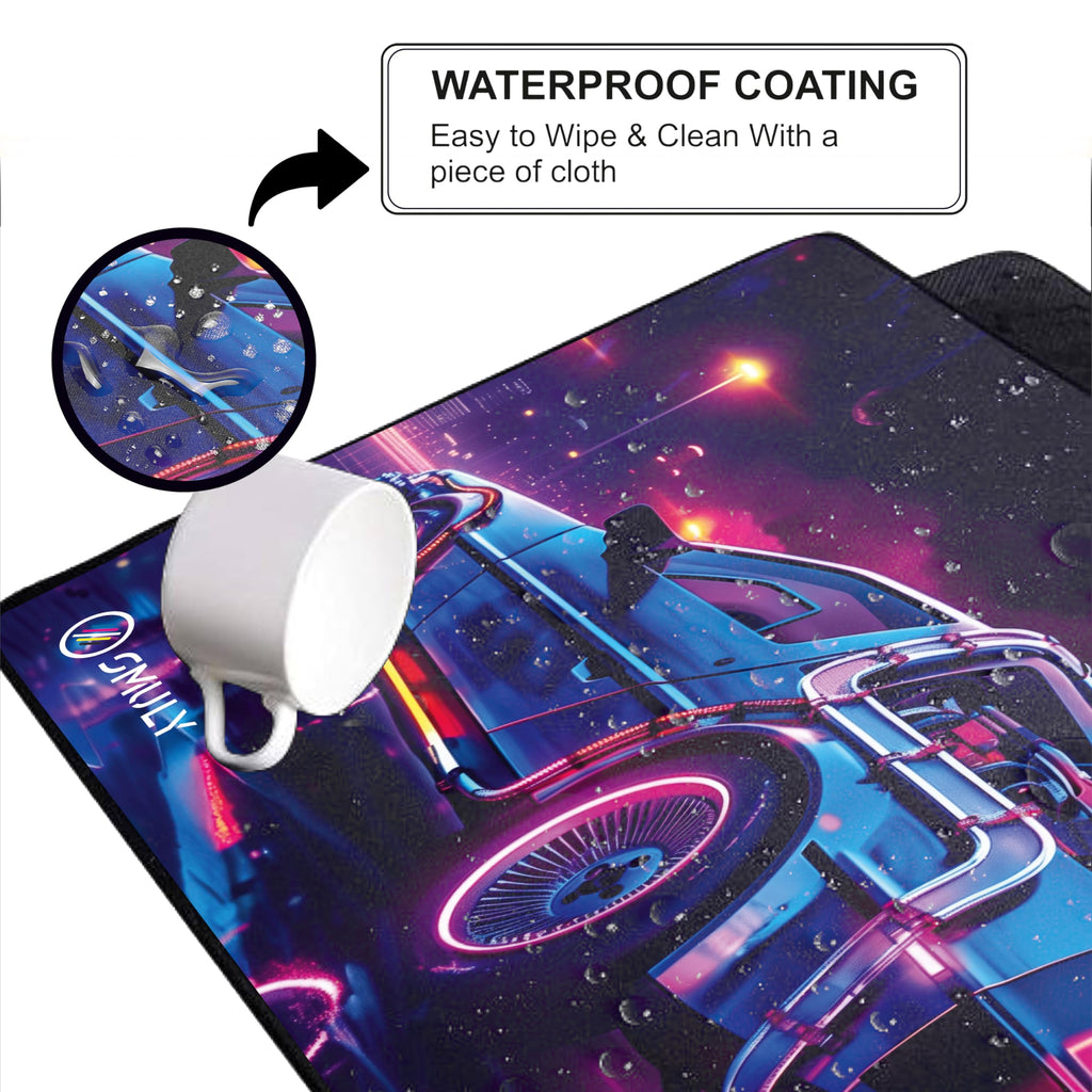 Black Minimalist Contour Line Gaming Mouse Pad, Large Desk Mat 58.5 x 28 cm, Extended Washable Mousepad, Desk Pad, 2mm Thick Non-Slip Rubber Base, Stitched Edges, Smooth Surface (Black/White)