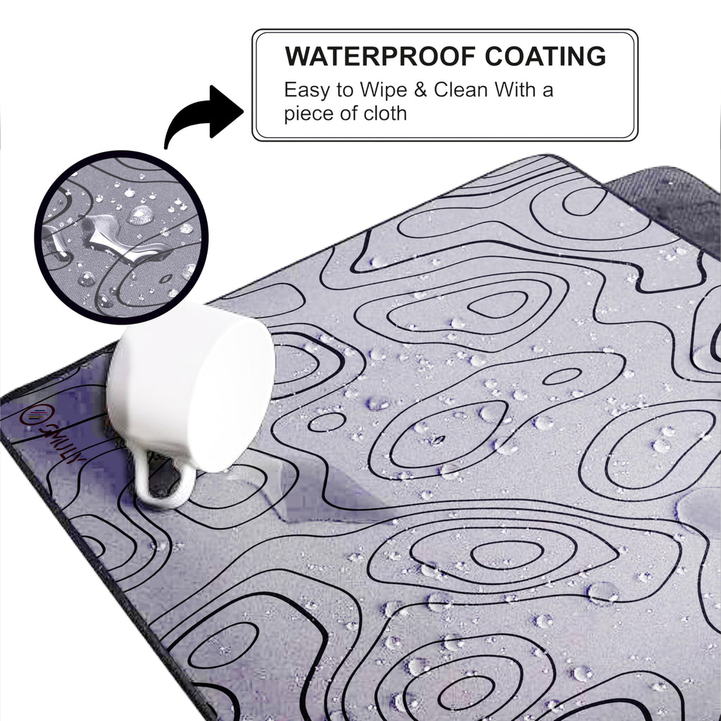 Black Minimalist Contour Line Gaming Mouse Pad, Large Desk Mat 58.5 x 28 cm, Extended Washable Mousepad, Desk Pad, 2mm Thick Non-Slip Rubber Base, Stitched Edges, Smooth Surface (Black/White)