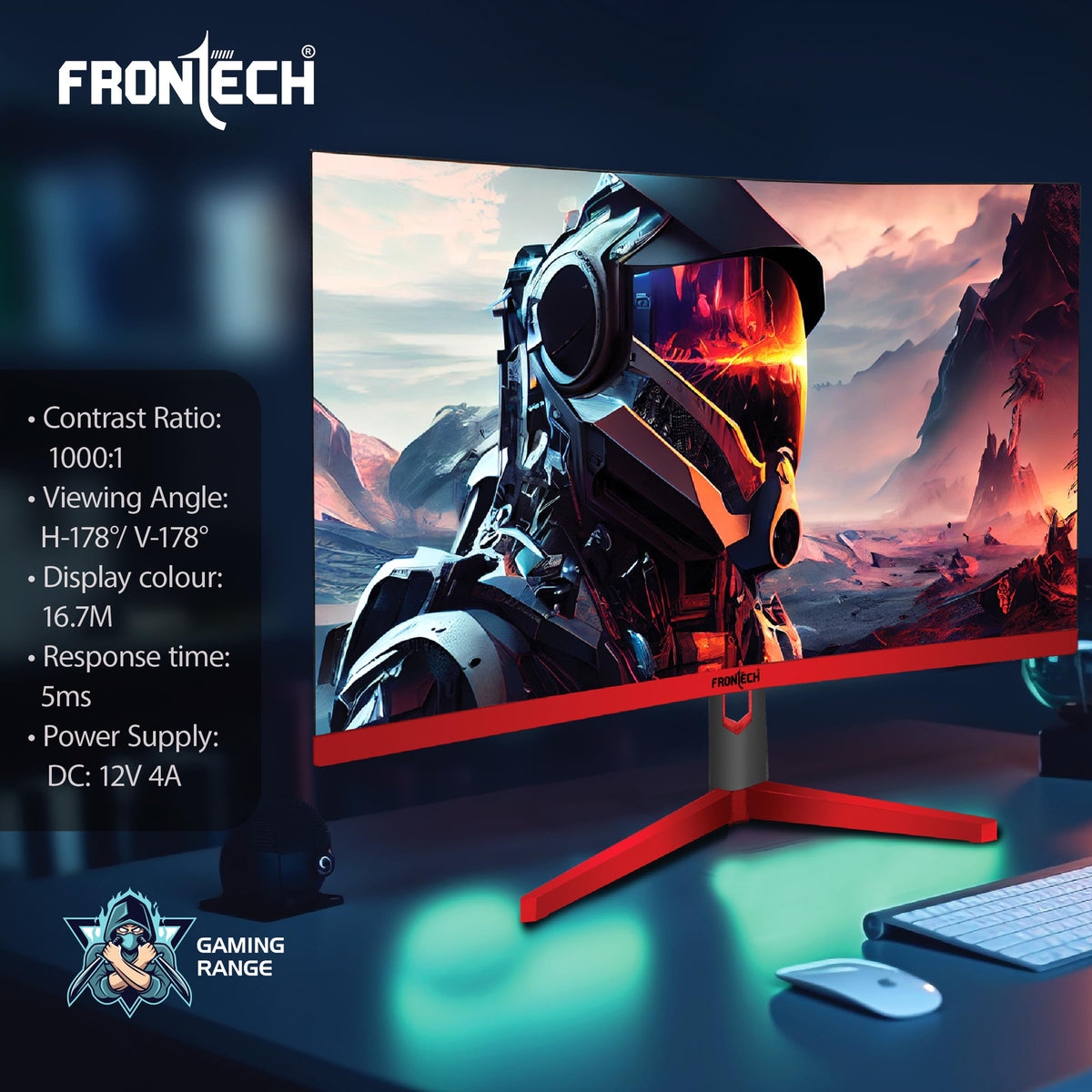 FRONTECH (54.61cm, LED, FHD 1920x1080,100Hz, White, 3500R Curved, Bezel Less Design, HDMI & VGA Ports Monitor (MON-0079C)