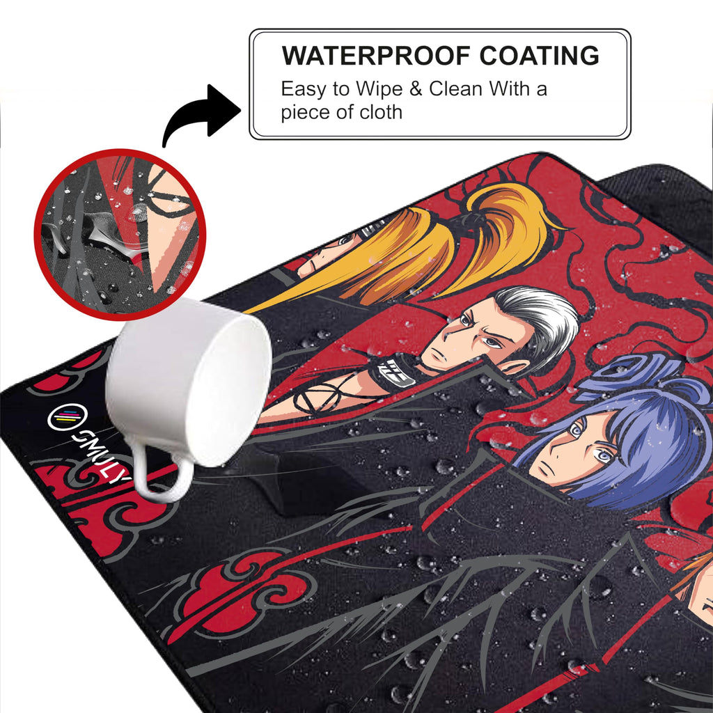 Black Minimalist Contour Line Gaming Mouse Pad, Large Desk Mat 58.5 x 28 cm, Extended Washable Mousepad, Desk Pad, 2mm Thick Non-Slip Rubber Base, Stitched Edges, Smooth Surface (Black/White)