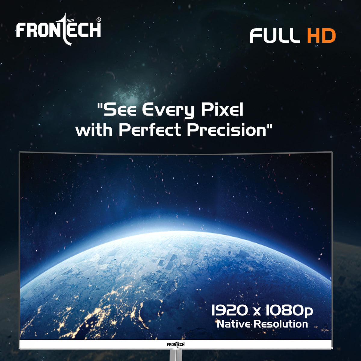 FRONTECH (54.61cm, LED, FHD 1920x1080,100Hz, White, 3500R Curved, Bezel Less Design, HDMI & VGA Ports Monitor (MON-0079C)