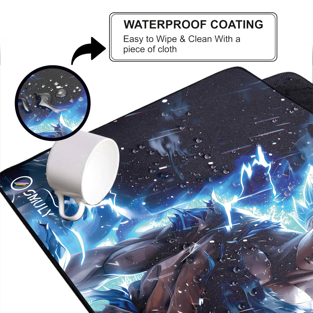 Black Minimalist Contour Line Gaming Mouse Pad, Large Desk Mat 58.5 x 28 cm, Extended Washable Mousepad, Desk Pad, 2mm Thick Non-Slip Rubber Base, Stitched Edges, Smooth Surface (Black/White)
