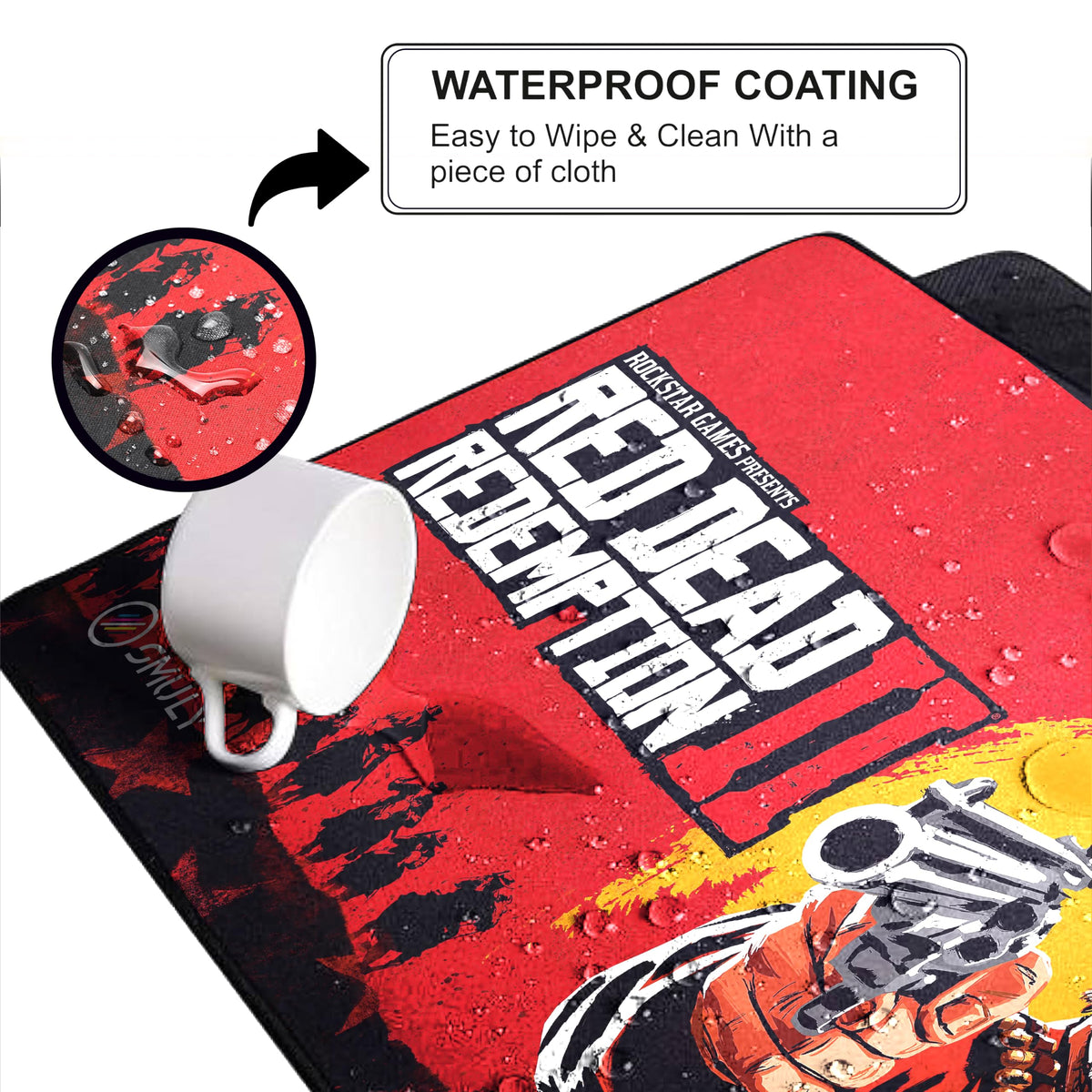Black Minimalist Contour Line Gaming Mouse Pad, Large Desk Mat 58.5 x 28 cm, Extended Washable Mousepad, Desk Pad, 2mm Thick Non-Slip Rubber Base, Stitched Edges, Smooth Surface (Black/White)