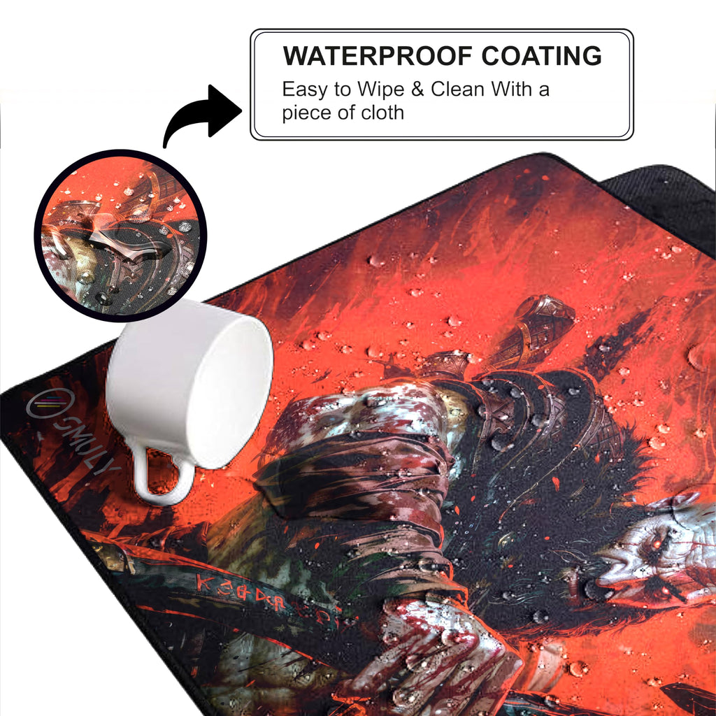 Black Minimalist Contour Line Gaming Mouse Pad, Large Desk Mat 58.5 x 28 cm, Extended Washable Mousepad, Desk Pad, 2mm Thick Non-Slip Rubber Base, Stitched Edges, Smooth Surface (Black/White)
