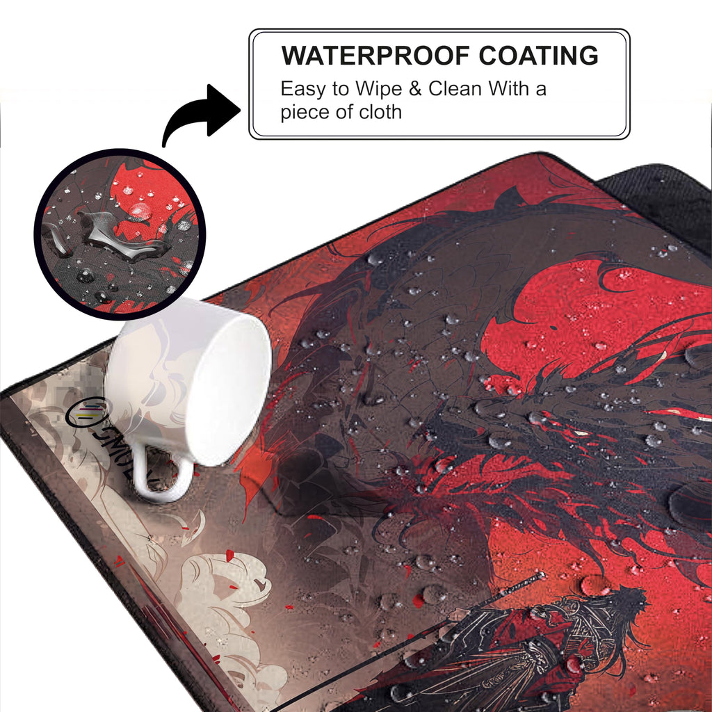 Black Minimalist Contour Line Gaming Mouse Pad, Large Desk Mat 58.5 x 28 cm, Extended Washable Mousepad, Desk Pad, 2mm Thick Non-Slip Rubber Base, Stitched Edges, Smooth Surface (Black/White)