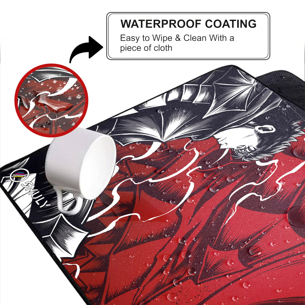 Black Minimalist Contour Line Gaming Mouse Pad, Large Desk Mat 58.5 x 28 cm, Extended Washable Mousepad, Desk Pad, 2mm Thick Non-Slip Rubber Base, Stitched Edges, Smooth Surface (Black/White)