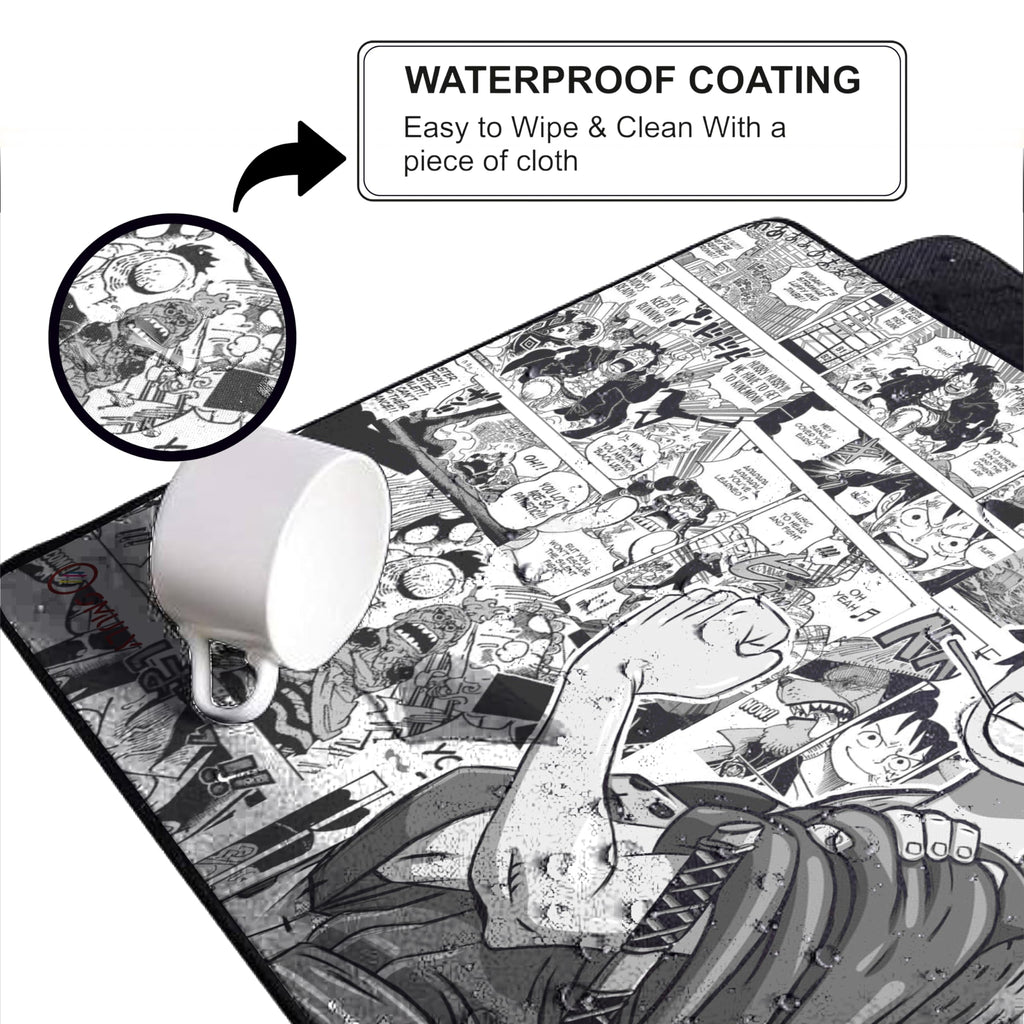 Black Minimalist Contour Line Gaming Mouse Pad, Large Desk Mat 58.5 x 28 cm, Extended Washable Mousepad, Desk Pad, 2mm Thick Non-Slip Rubber Base, Stitched Edges, Smooth Surface (Black/White)